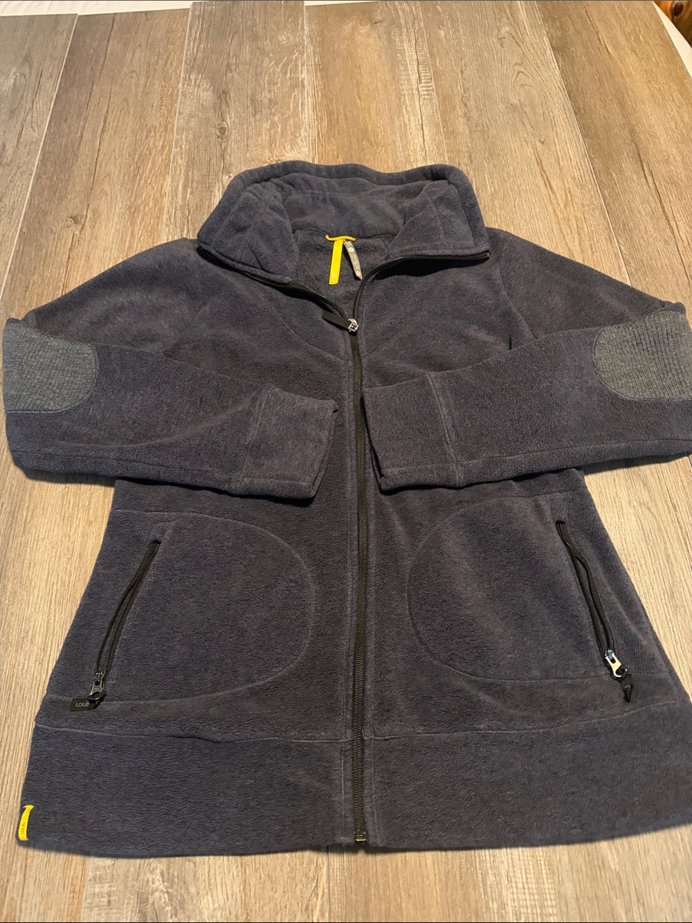 Lole Navy Full-Zip Fleece Jacket with Elbow Patches